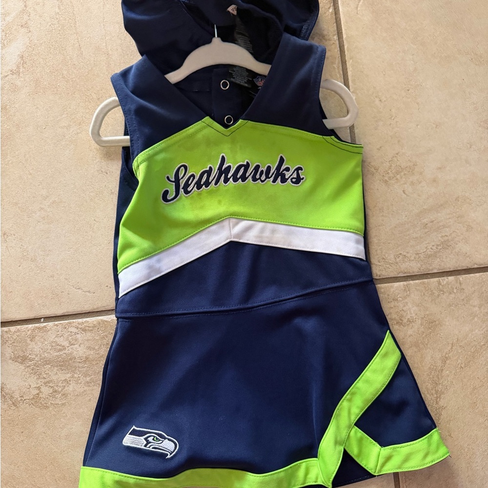 NFL Kids Matching Set - Blue and Green Seahawks dress